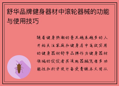 舒华品牌健身器材中滚轮器械的功能与使用技巧