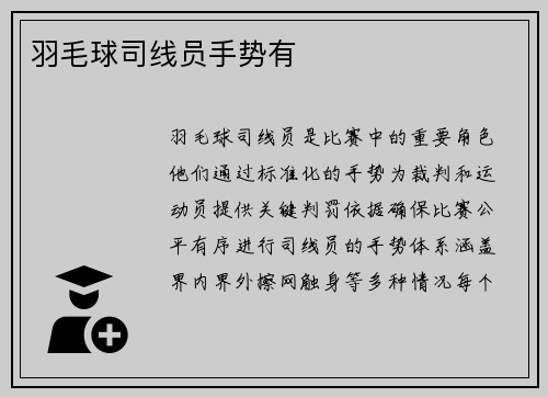 羽毛球司线员手势有